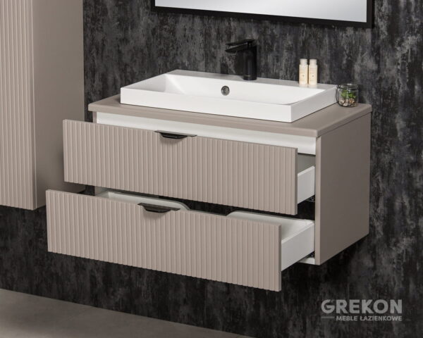 VICTA LAMELLO matt vannitoakapp 80 cm töötasapinna ja valge kraanikausiga