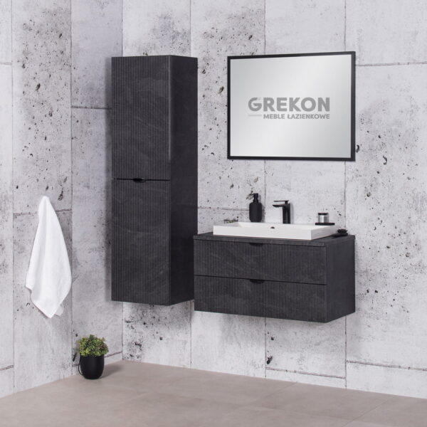 VICTA LAMELLO 80cm grafiidist vannitoakapp töötasapinna ja valge kraanikausiga