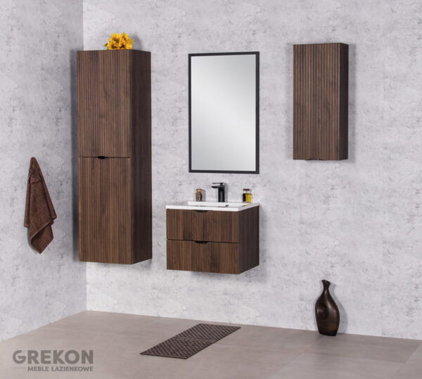 VICTA LAMELLO pähklipuidust seinale kinnitatav vannitoakapp 30x72cm