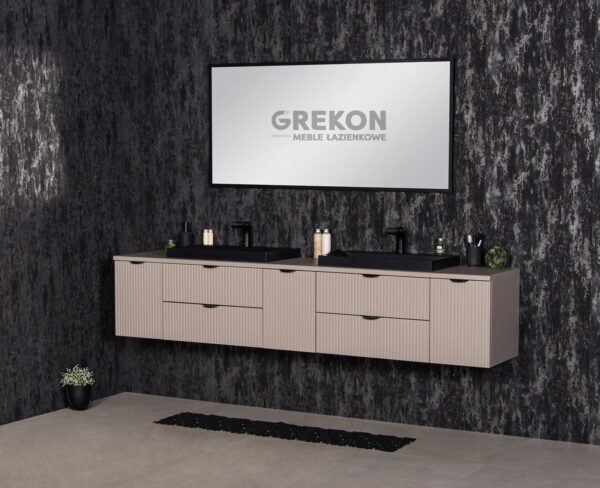 VICTA LAMELLO matt vannitoakapp 210 cm töötasapinna ja kahe valamuga