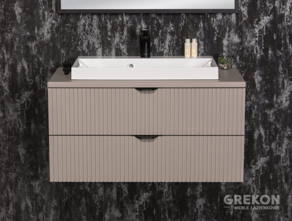 VICTA LAMELLO matt vannitoakapp 80 cm töötasapinna ja valge kraanikausiga