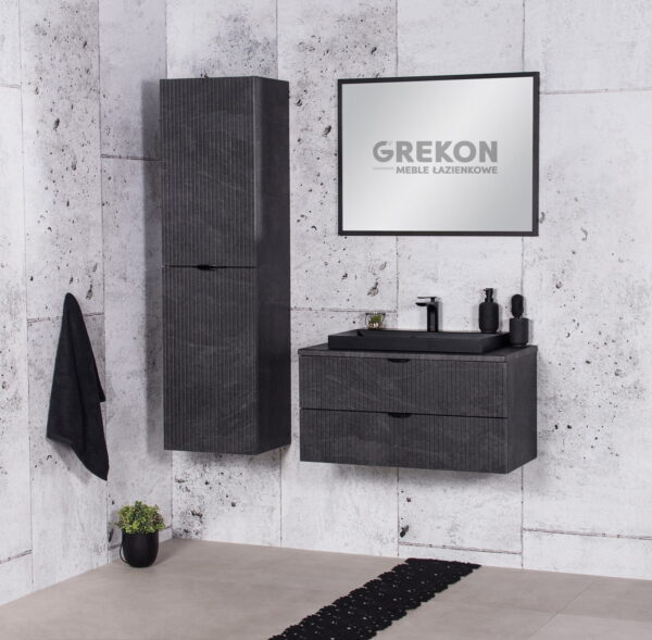 VICTA LAMELLO 80cm grafiidist vannitoakapp musta tööpinna ja kraanikausiga