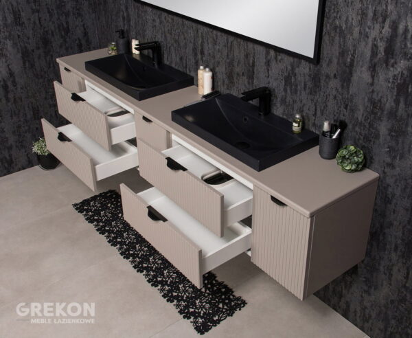 VICTA LAMELLO matt vannitoakapp 210 cm töötasapinna ja kahe valamuga