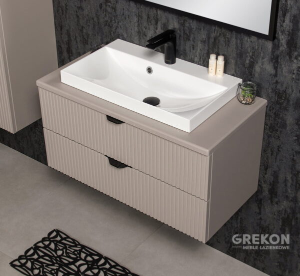 VICTA LAMELLO matt vannitoakapp 80 cm töötasapinna ja valge kraanikausiga