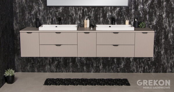 VICTA LAMELLO matt vannitoakapp 210 cm töötasapinna ja kahe valamuga