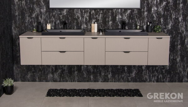 VICTA LAMELLO matt vannitoakapp 210 cm töötasapinna ja kahe valamuga