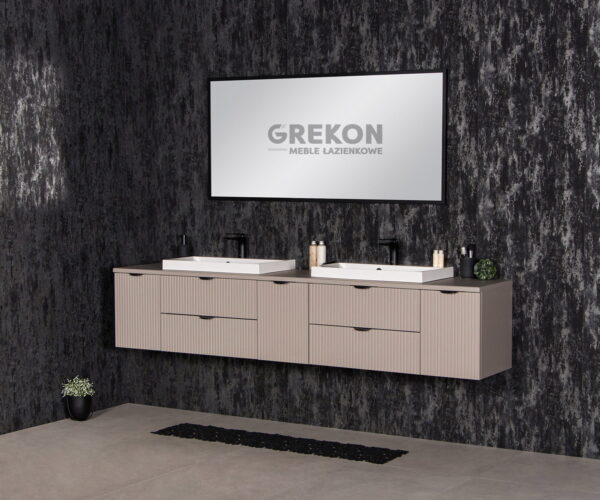 VICTA LAMELLO matt vannitoakapp 210 cm töötasapinna ja kahe valamuga